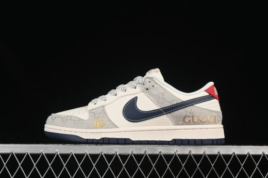 Nike SB Dunk Low Gucci Collaboration Woven Blue Swoosh Anniversary Custom Low-Top Casual Skate Shoes - FC1688-225