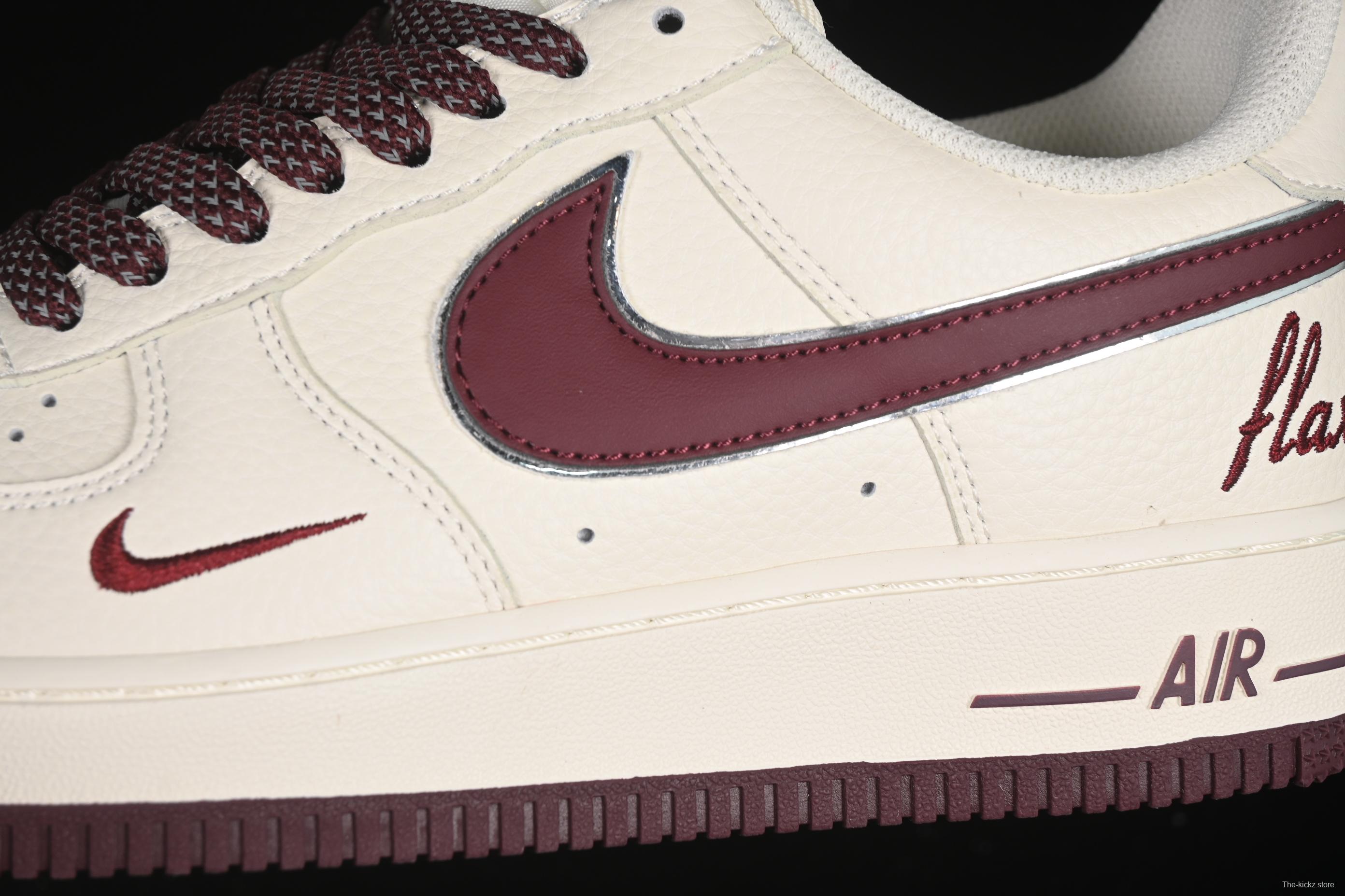 Nike Air Force 1'07 Low "Dream" Casual Sneakers with White Wine Red Swoosh - DR2024-105