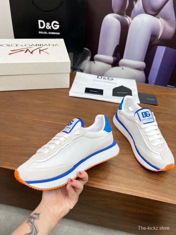 2025 Unisex Dolce & Gabbana White Blue Red PU Casual Sneakers LY00300