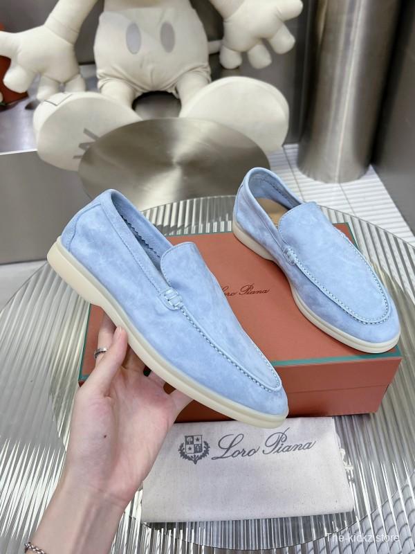 2025 Women LP Light Blue Suede Loafers LY00260