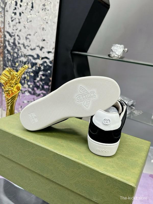 2024 Unisex Gucci Black White Leather Sneakers MJ00310