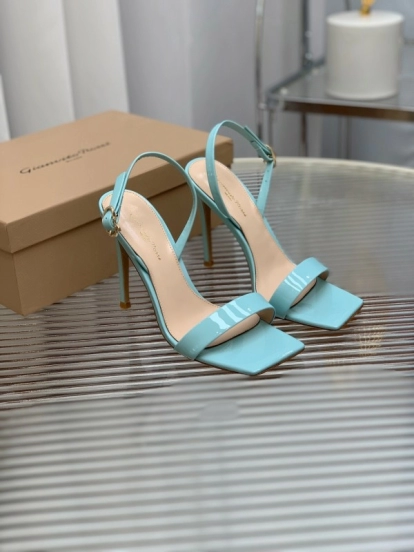 2025 Women Gianvito Rossi Light Blue Patent Leather High Heel Sandals