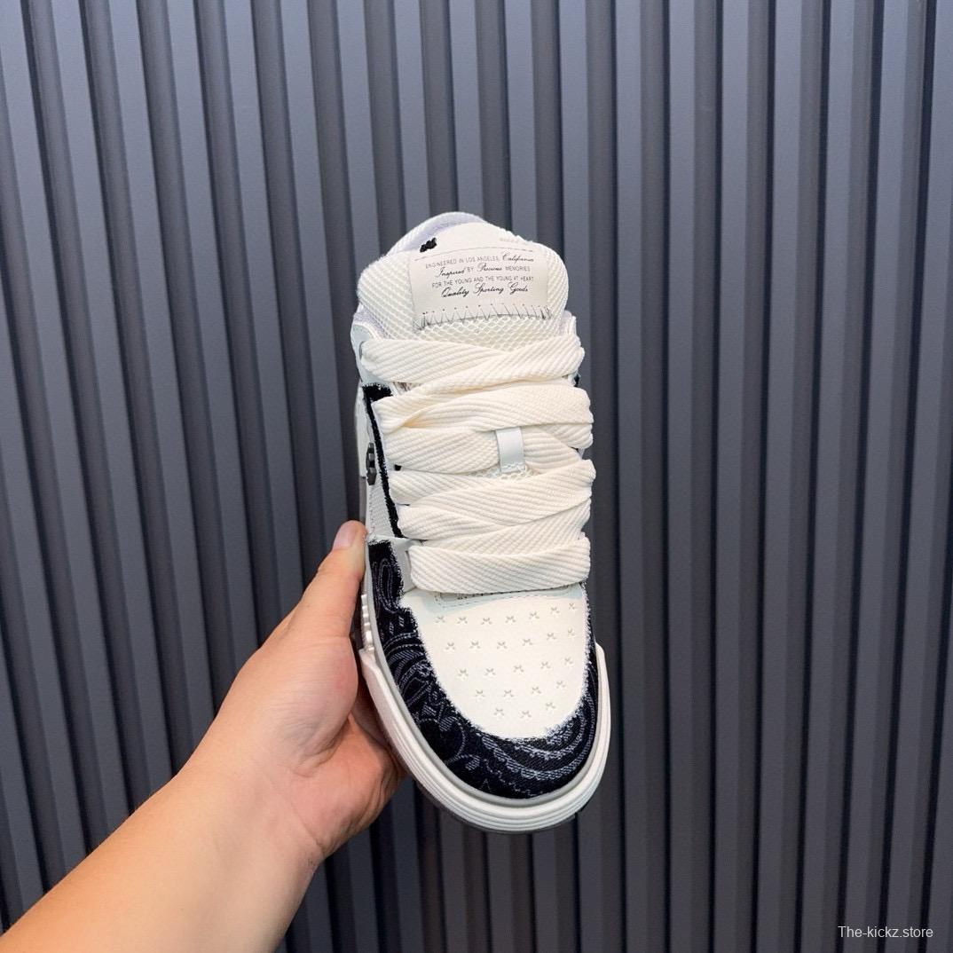 2024 Unisex Amiri White Black Leather Sneakers MJ00360