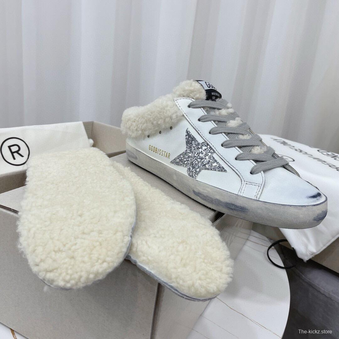 2024 Slippers GGDB White Grey Shearling Slippers MJ00280