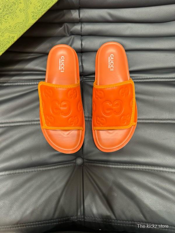 2024 GUCCI orange leather slippers MJ00200