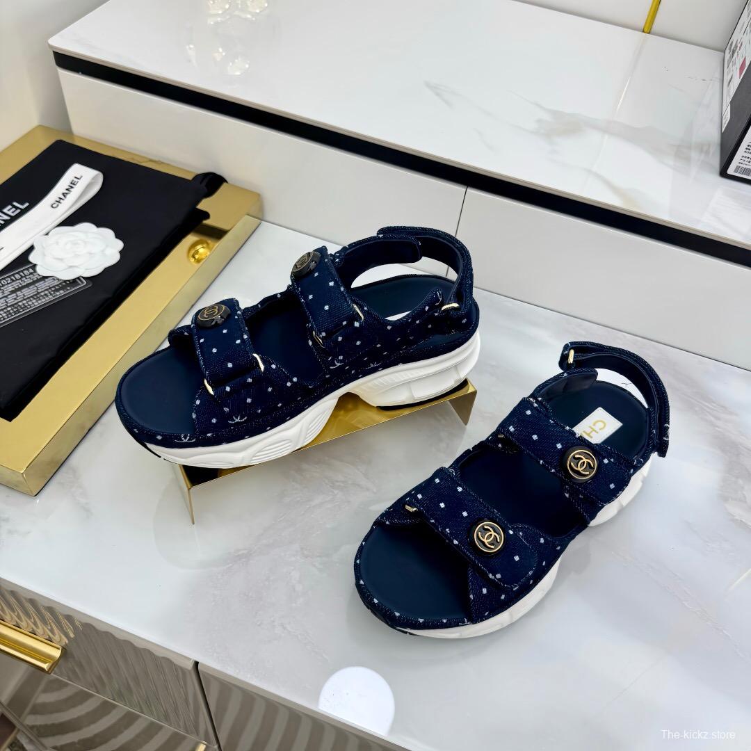 2025 Women Chanel Navy Denim Sandal Sneakers LY00330
