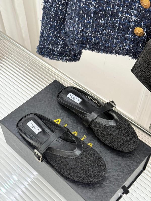 2025 Slippers YSL Black Mesh Leather