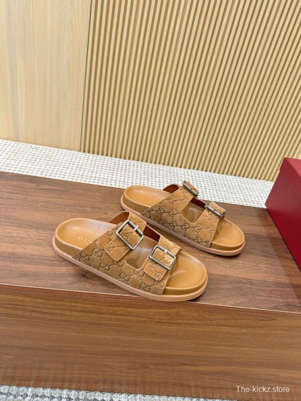 2025 Women Gucci Beige Leather Sandals LY00260