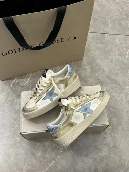 2024 Unisex GGDB White Beige Light Blue Leather Suede Sneakers MJ00260