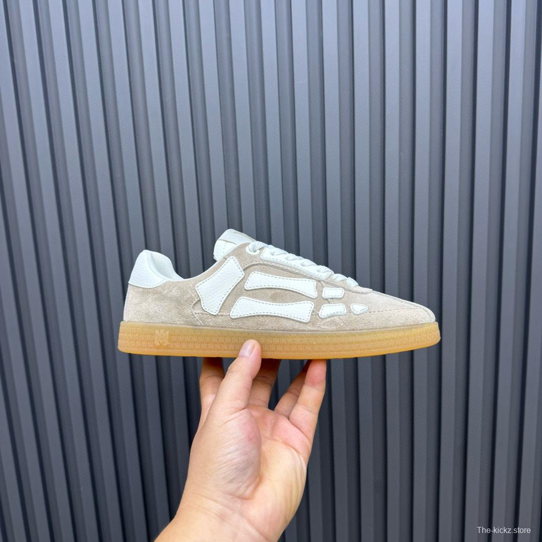 2024 Unisex Amiri Beige White Suede Leather Sneakers MJ00300