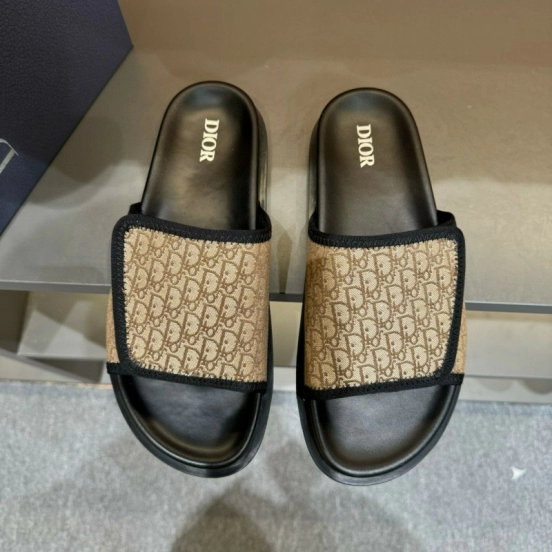2024 Dior beige black canvas slippers MJ00180