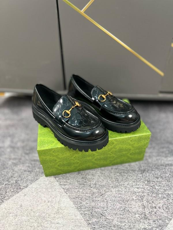 2024 Women Gucci Black Leather Formal Shoes MJ00300