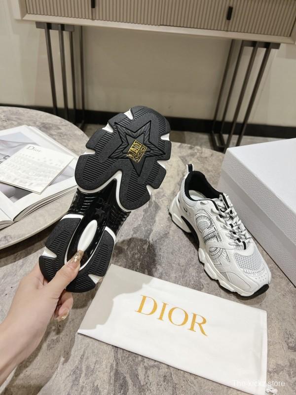 2025 Women Dior White Mesh Leather Sneakers