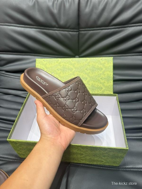 2024 Gucci brown leather Slippers MJ00200