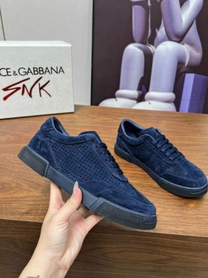 2025 Men Dolce & Gabbana Navy Suede Sneakers LY00280