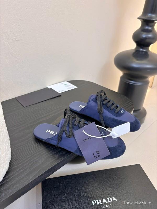 2025 Women Prada Blue Suede Fabric Casual Shoes
