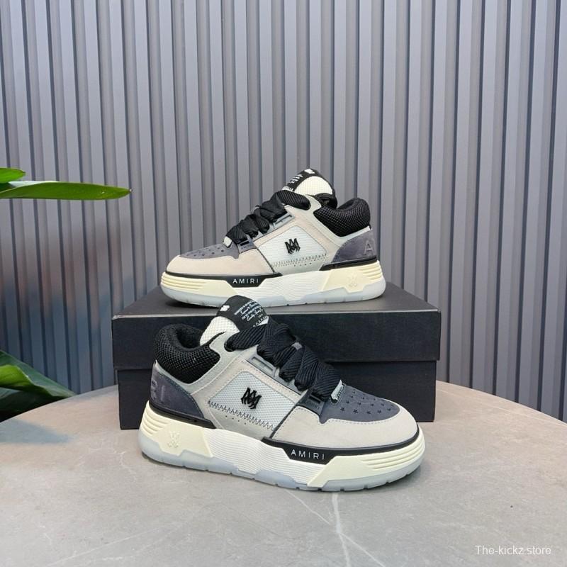 2024 Unisex Amiri Black White Grey Leather Mesh Sneakers MJ00360