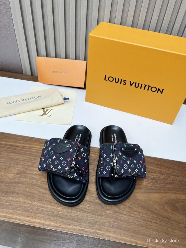 2025 Slippers Louis Vuitton Multicolor Canvas Slippers KFY00230