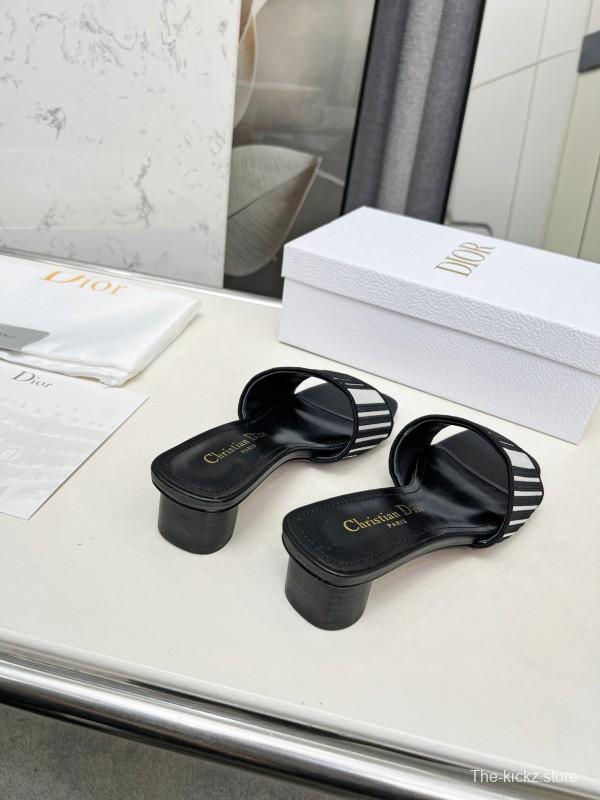 2025 Women Dior Black White Fabric Sandals LY00200