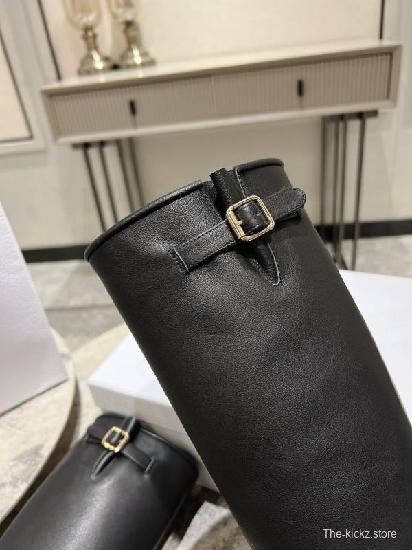 2024 Women Dior Black Leather Boots CJ Serial