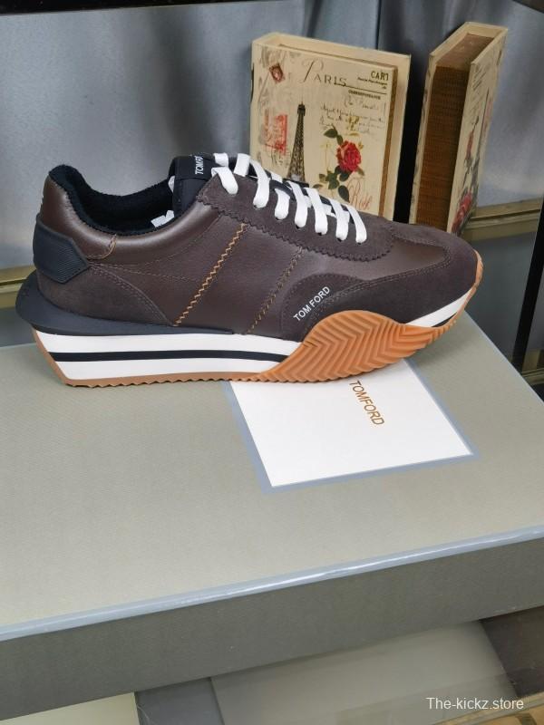 2025 Unisex TOM FORD Brown Black White Leather Cow Leather Sneakers LY00360(F)/LY00370(M)