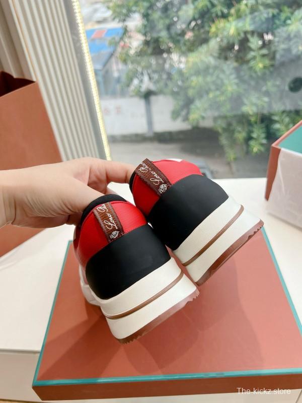 2024 Unisex Le Parmentier Red White Black Mesh Leather Sneakers