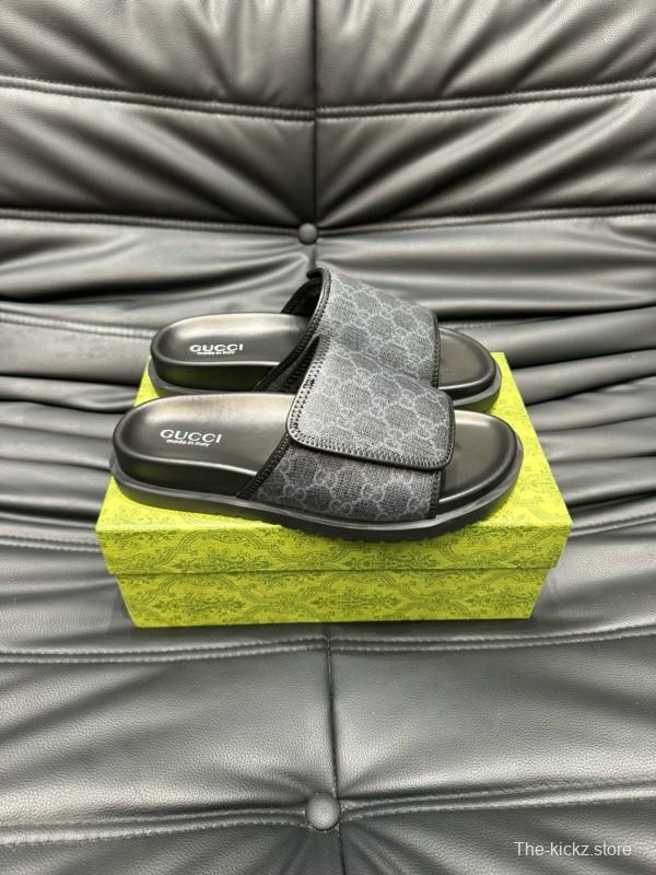2024 Slippers Gucci Black Fabric Slippers MJ00200
