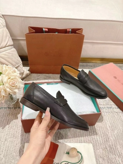 2025 Women Le Parmentier Black Leather Loafers LY00340