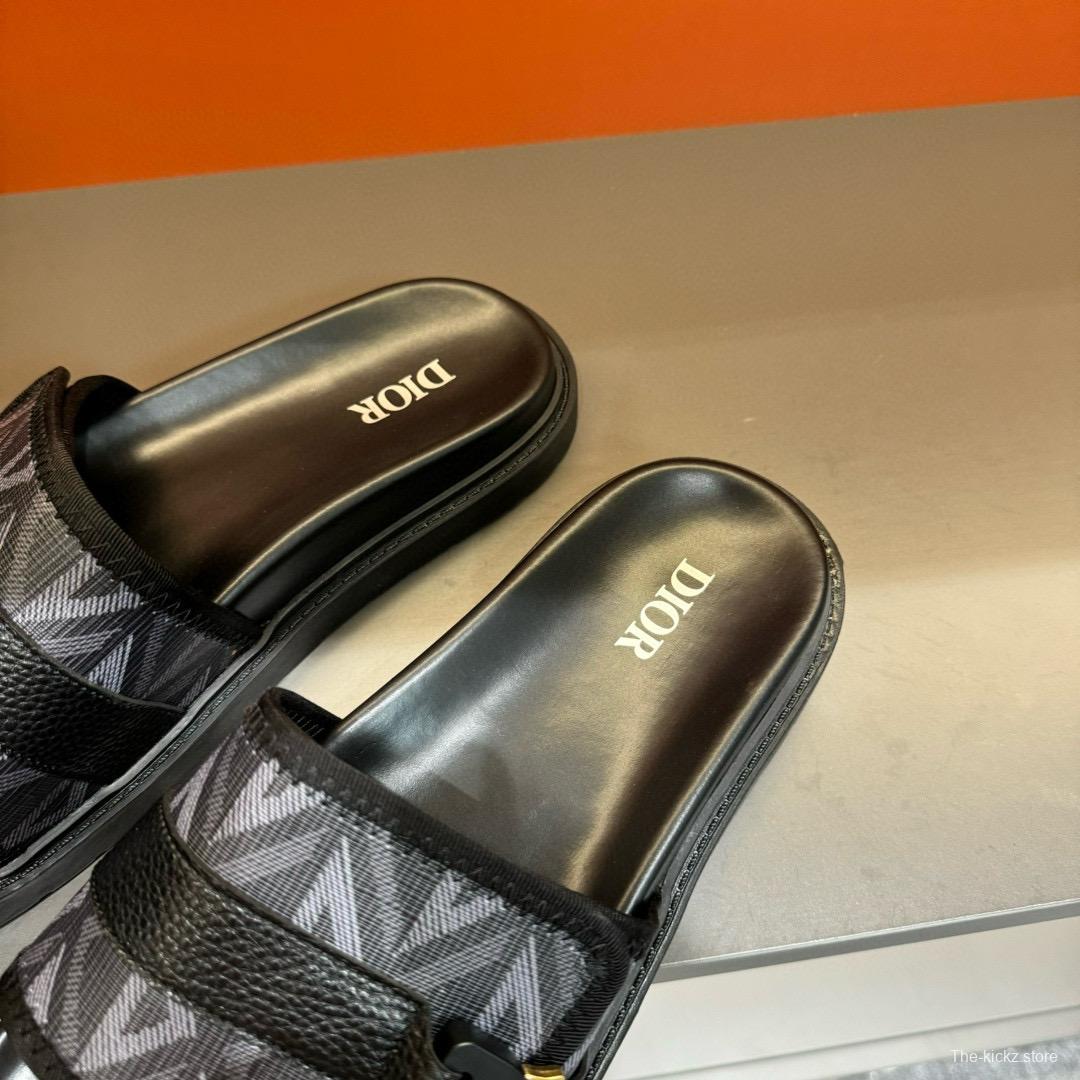 2024 Slippers Dior Black Fabric Leather Slippers
