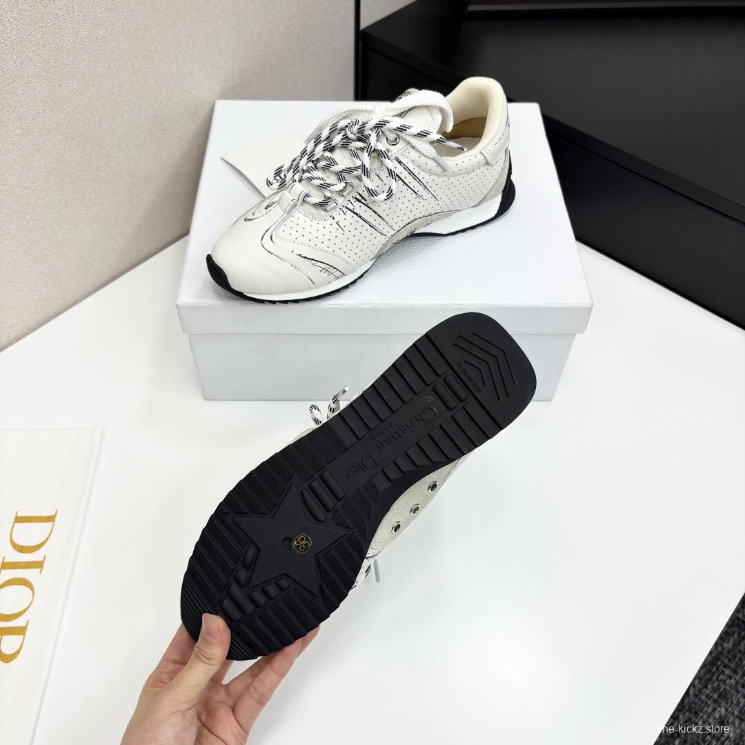 2025 Unisex Dior White Beige Leather Mesh Sneakers LY00300