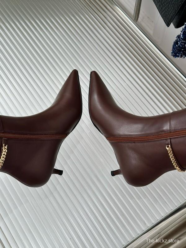2024 Women Gucci brown calf leather boots chain MJ00550