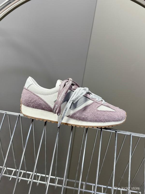 2025 Women New Balance White Purple Suede Mesh Running Shoes KFY00270