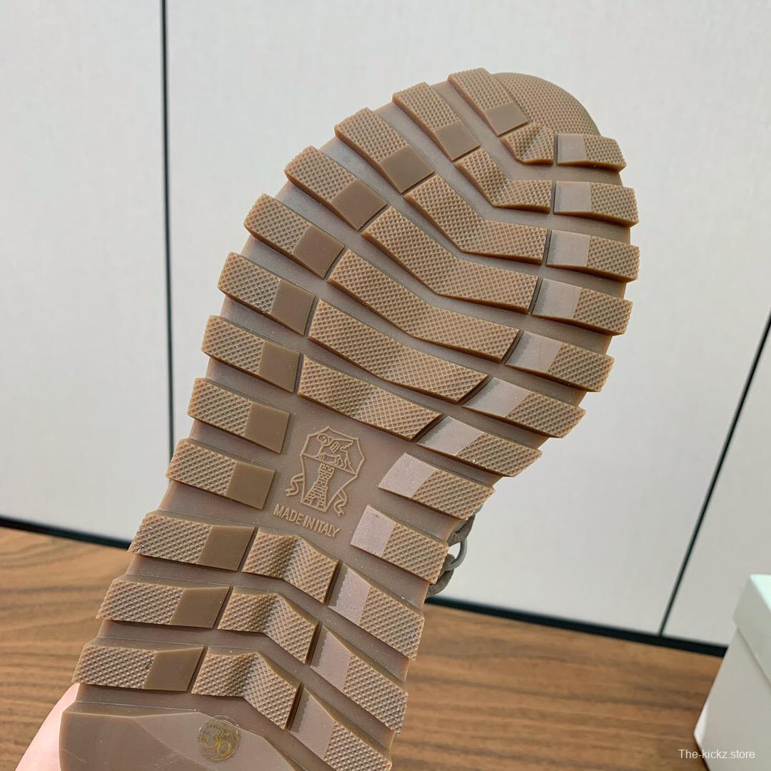 2025 Unisex Brunello Cucinelli Grey Beige Suede Leather Sneakers LY