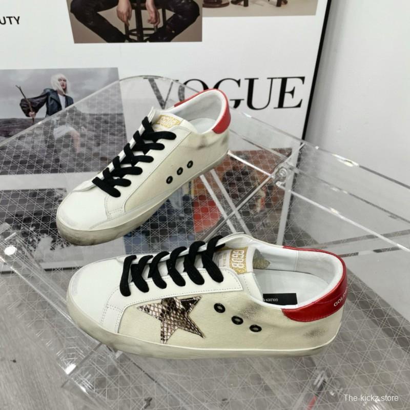 2025 Women GGDB White Red Leather Star Sneakers