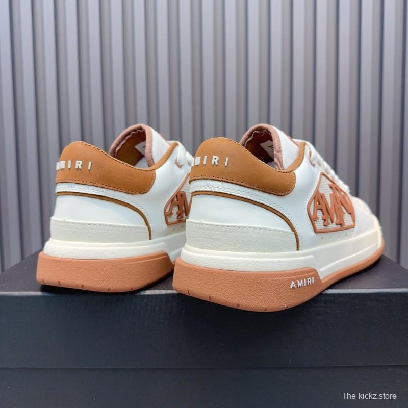 2025 Unisex Amiri White Brown Leather Sneakers MJ00360