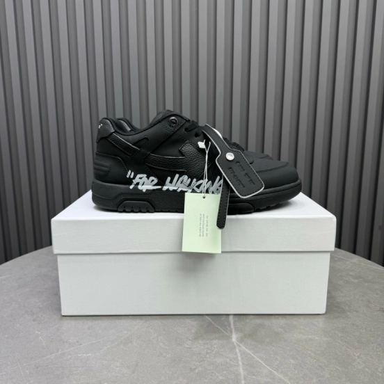 2025 Men OFF WHITE Black Leather Sneakers KFY00320