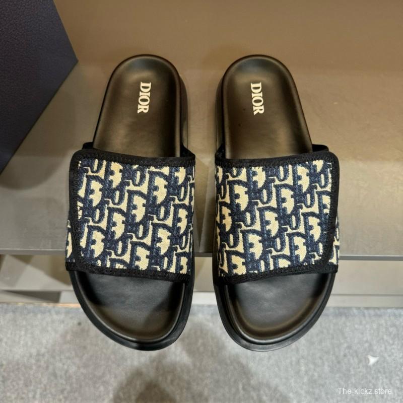 2024 Dior Black Canvas Slippers MJ00180