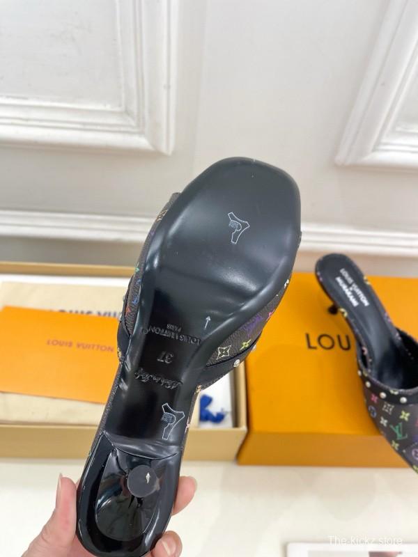 2025 Women Louis Vuitton Multicolor Leather Kitten Heel Studded MJ00290