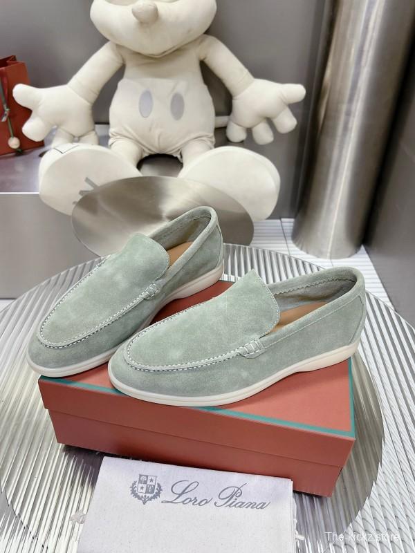 2025 Men LP Light Green Suede Loafers LY00260