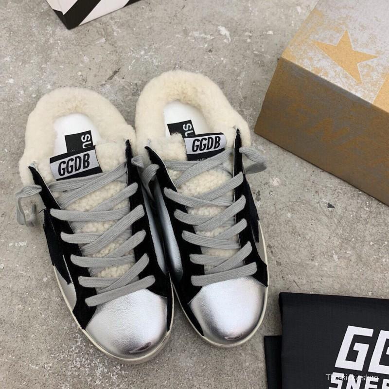 2024 Slippers GGDB White Black Leather Shearling Slippers MJ00280