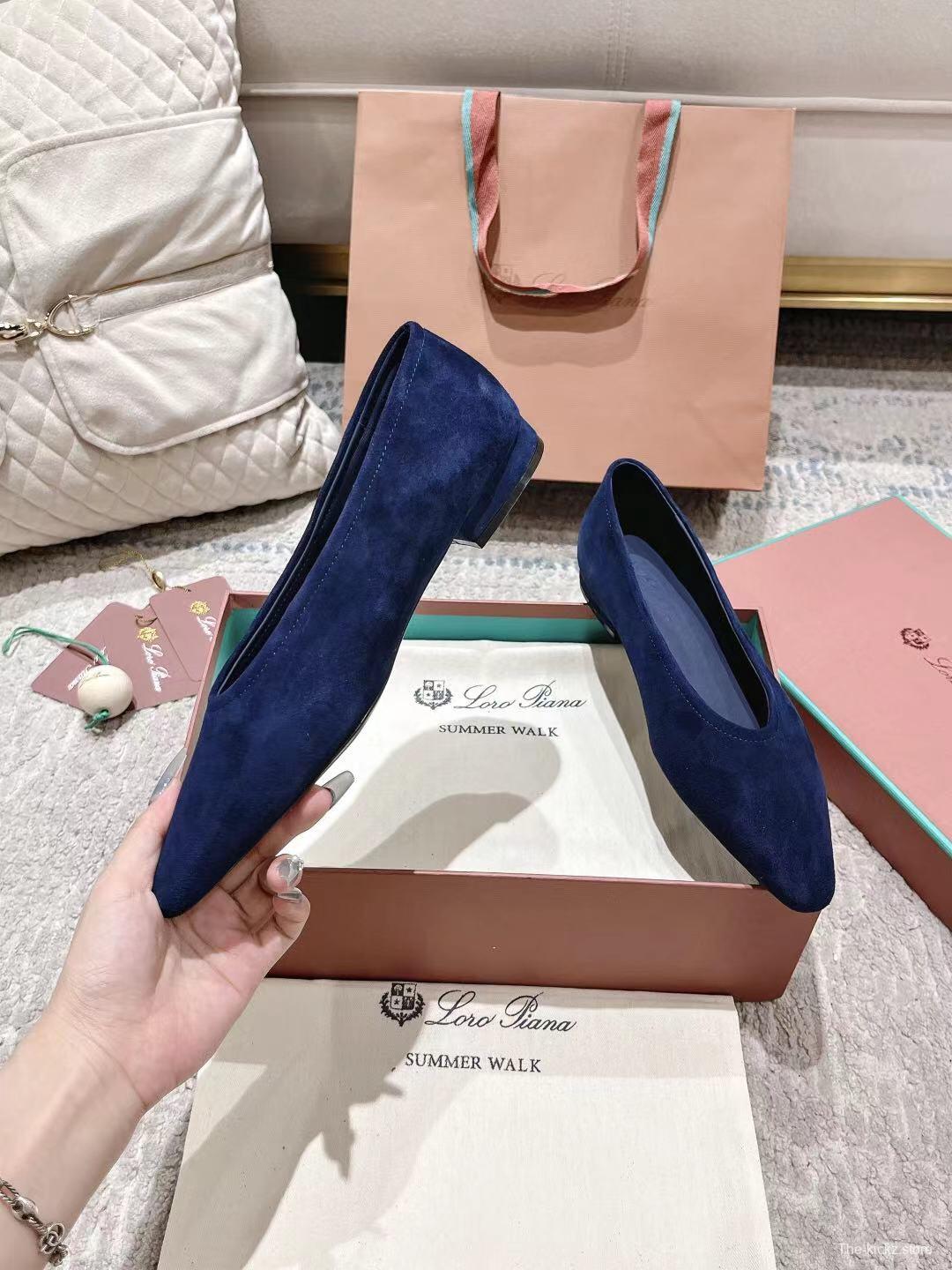 2025 Women LP Navy Suede Ballet Flats