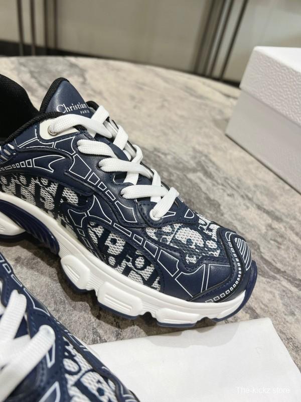2025 Women Dior Navy White Fabric Sneakers