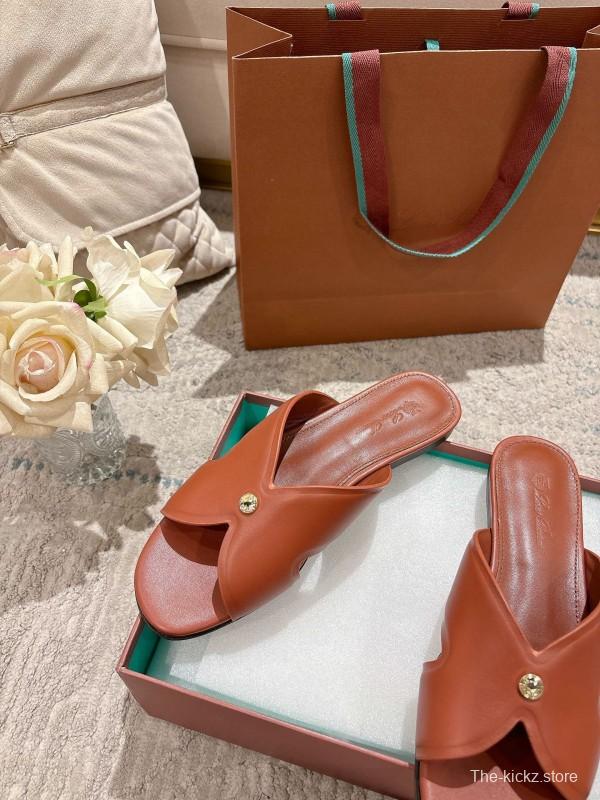 2025 Slippers LP Brown Leather Slippers LY00270
