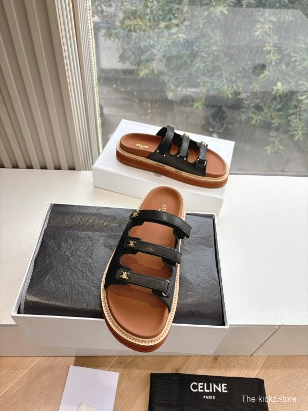 2025 CELINE Black Leather Slippers