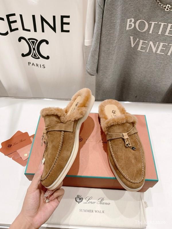 2024 Slippers LP Beige Suede Fur Slip-on