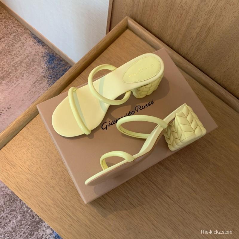 2025 Women Gianvito Rossi Yellow Leather Sandals