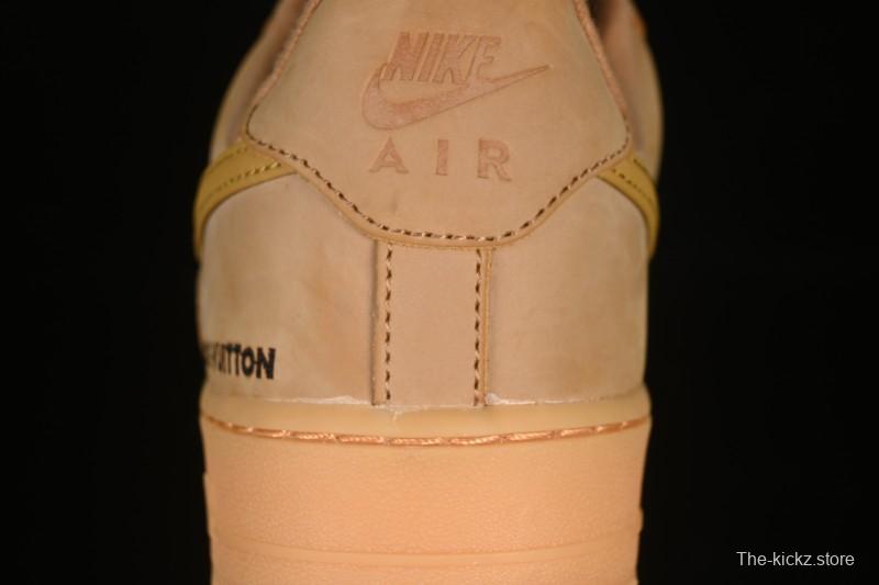Louis Vuitton x Nike Air Force 1 '07 Low Casual Sneakers with Monogram Print in Wheat - CJ9179-200
