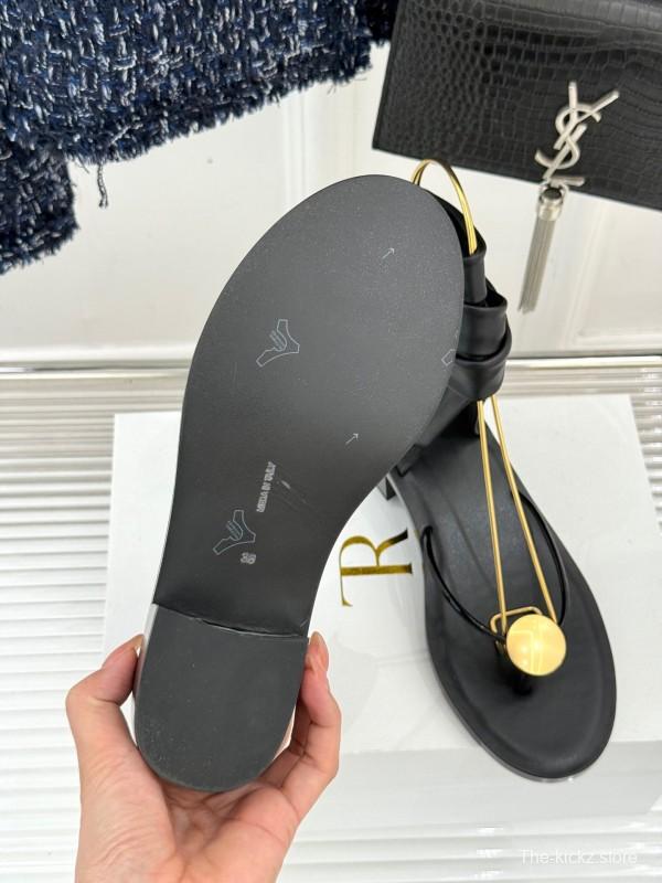 2025 Women Yves Saint Laurent Black Leather Sandal