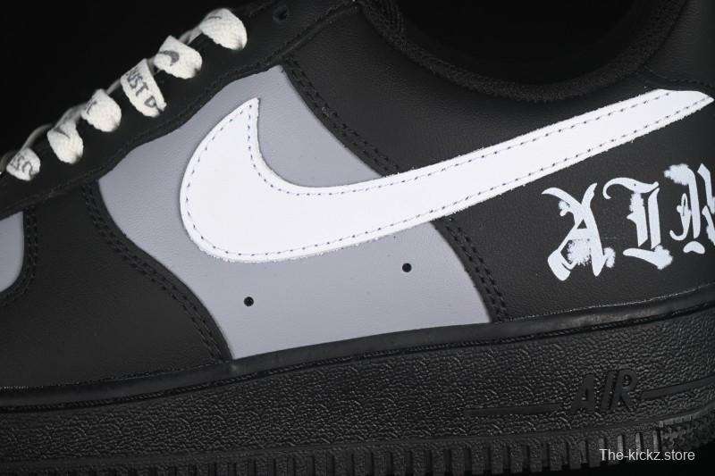 Nike Air Force 1 '07 Low Black Silver Court Low-Top Casual Sneakers - ZH0316-085