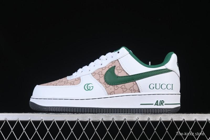Nike Air Force 1 '07 Low Gucci Collaboration Pattern Grass Green Casual Sneakers - AH8462-004